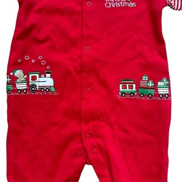 Little Me NEW My First Christmas Embroidered Onesie Size 6 Months - Picture 3 of 8